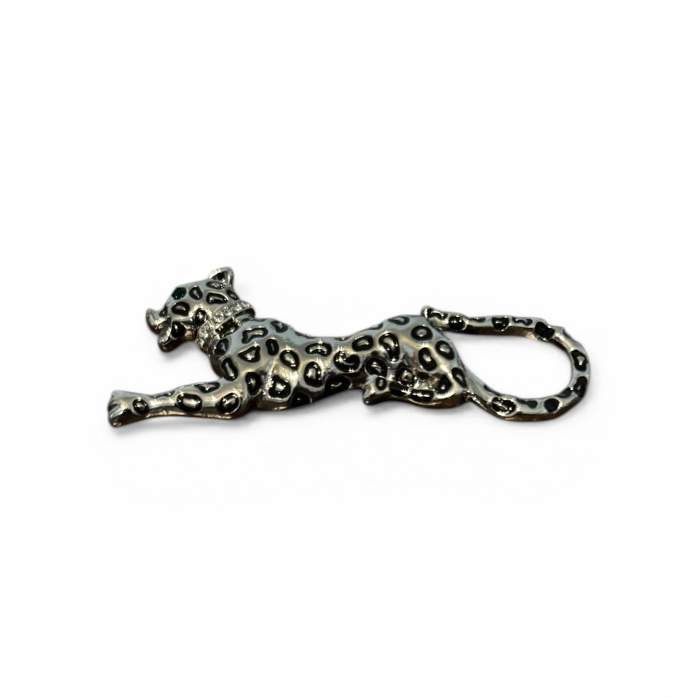 Silver‎ Leopard Cat Pendant Brooch